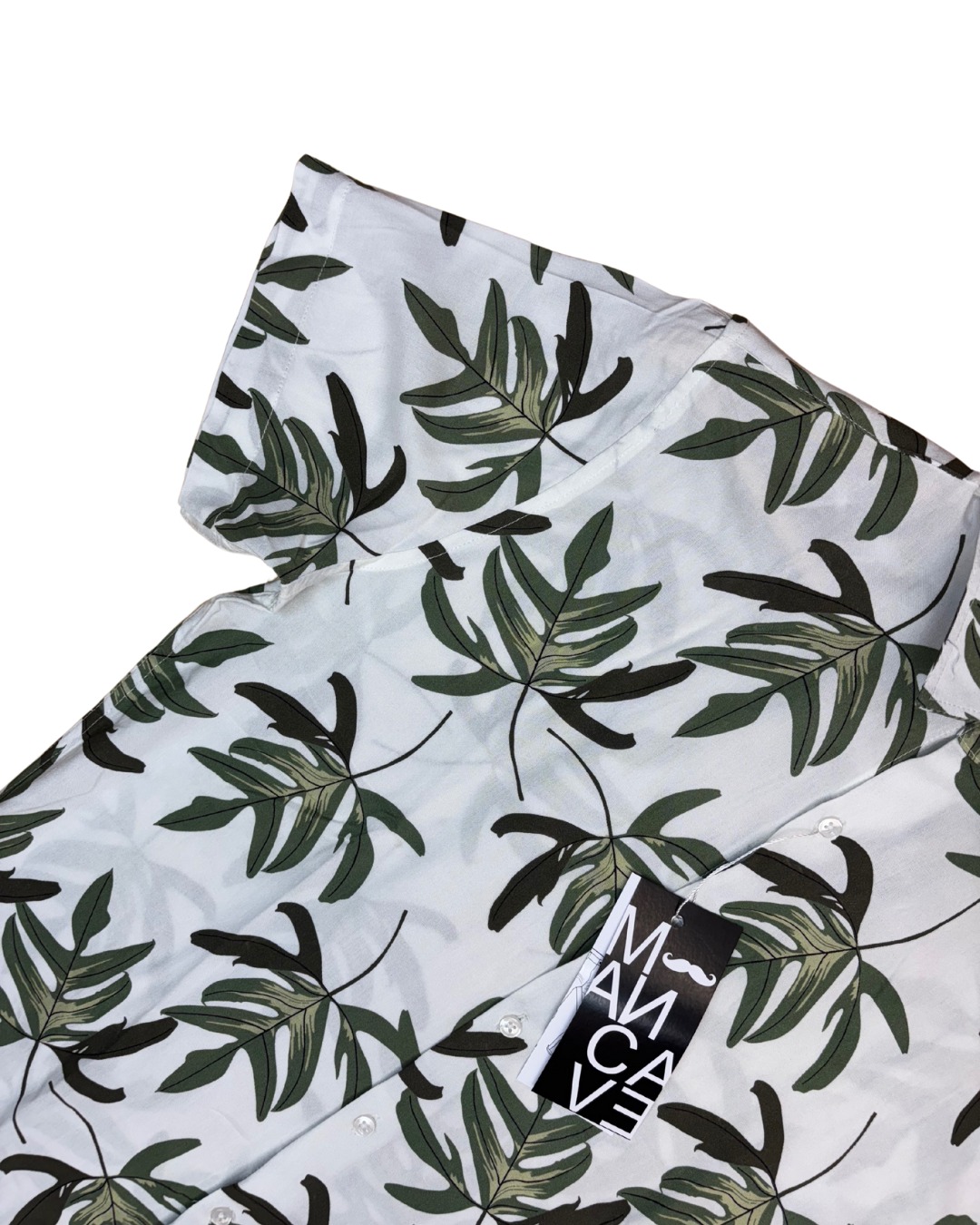 White Viscose Printed Half-sleeve Shirt